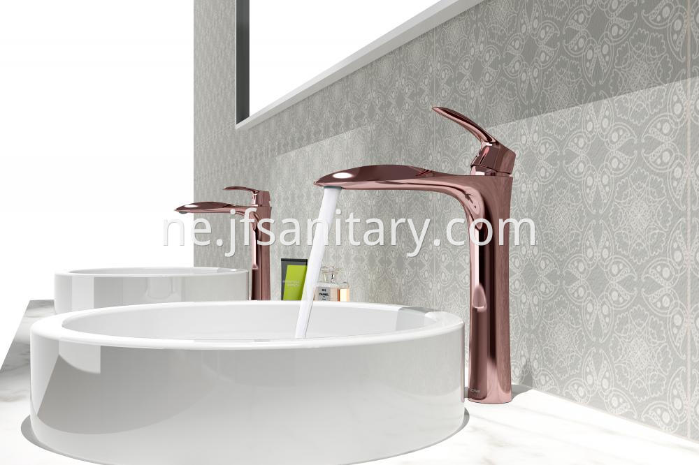 Rose Gold Taller Basin Sink Tap For Bathroom